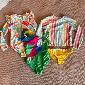 2T Colorful Kids Swimwear Bundle of 3